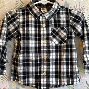 Oshkosh Baby B’gosh Boys 18 Month Black and White Plaid Button Down Dress Shirt